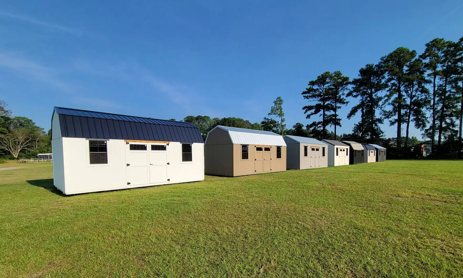 Portable buildings on the Silverwood Structures lot in Dublin, Georgia